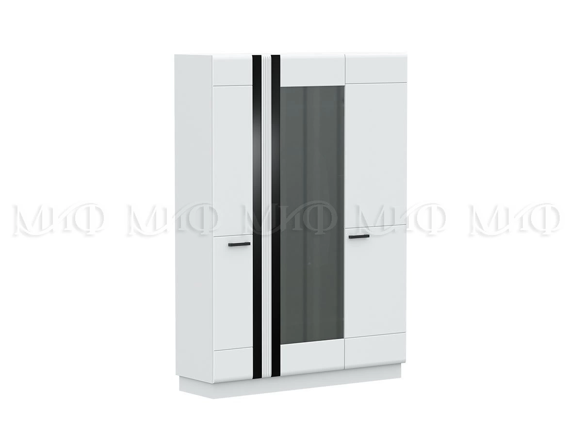 Шкаф 3-х Створчатый Манифик МДФ (Ш-1500 x В-2126 x Г-542 мм)Белый/Белый Глянец