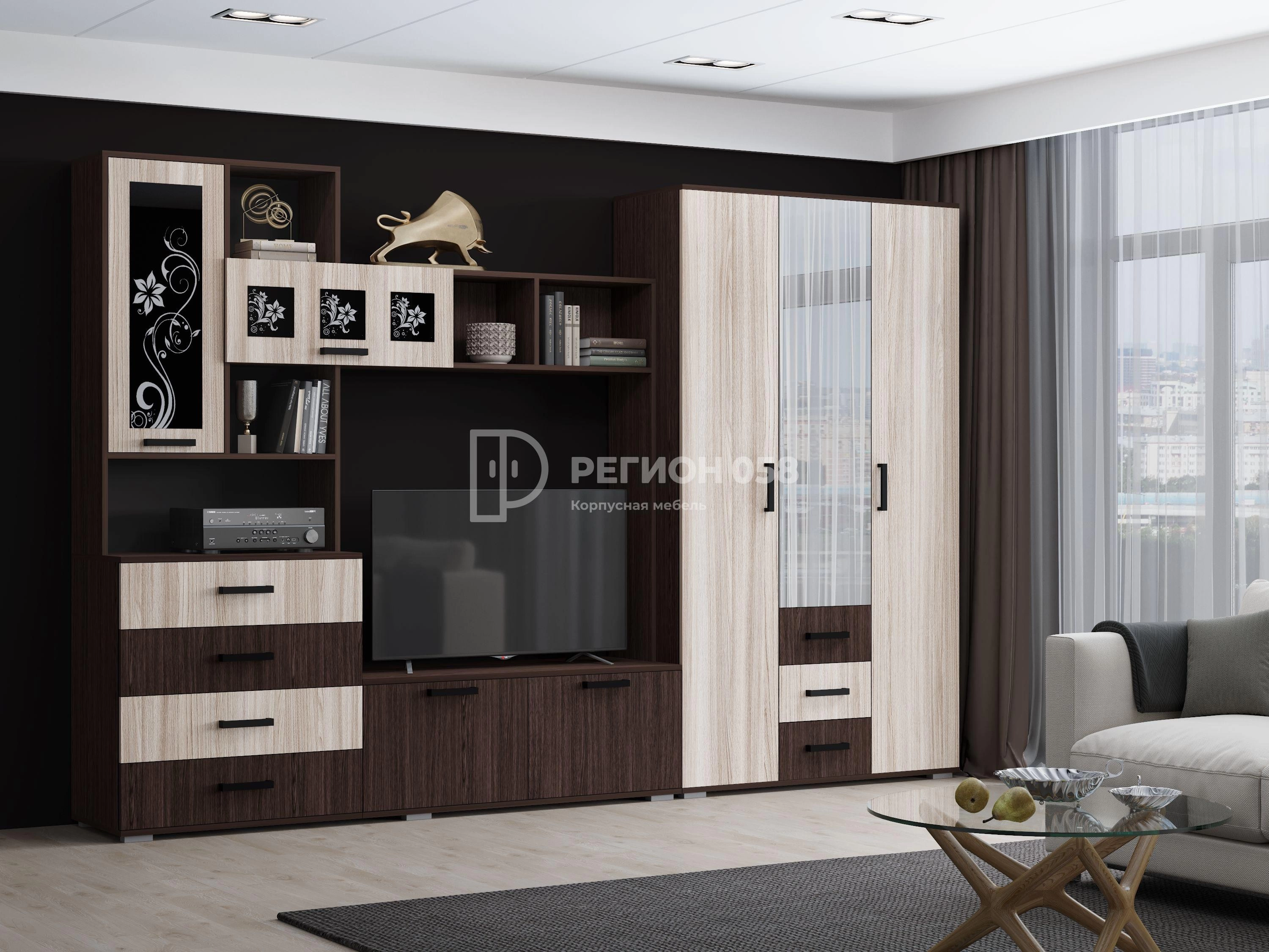 Гостиная Ноктюрн-11 №2 /Разные Цвета (Ш-3200 x В-2120 x Г-470 мм)