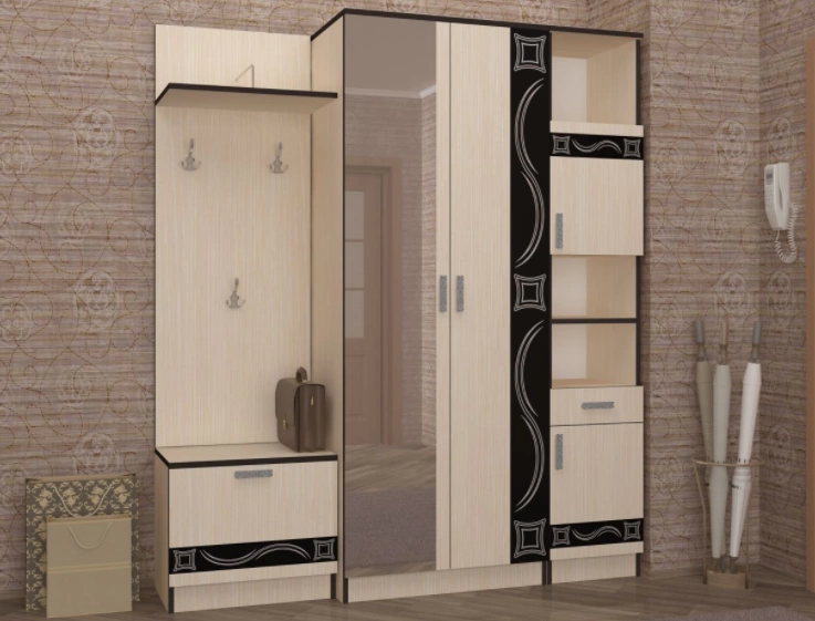 Прихожая Линкольн Вариант №1 Венге/Белфорт ЛДСП (Ш-1800 х В-2200 х Г-600 мм)