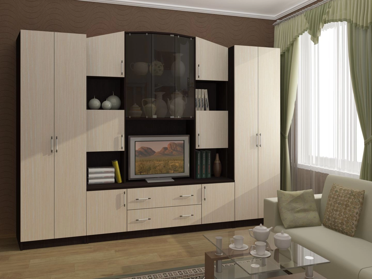 Гостиная Марк-3 ЛДСП Венге/Белфорт (Ш-2800 х В-2000 х Г-440 мм)