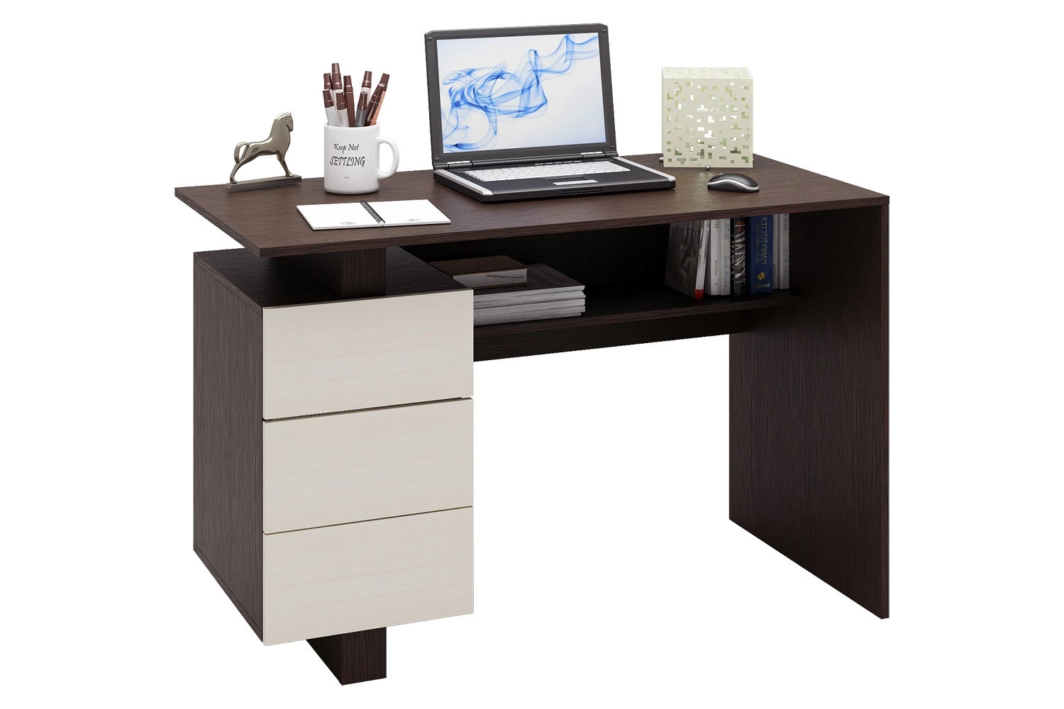 Письменный стол Ренцо-2 (Ш-1200 X В-780 X Г-600 мм) Венге/Дуб Молочный