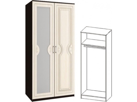 Шкаф Зара 2-х Створчатый МДФ со Штангой ЗШ-02 (1,0х2,02х0,5)/ Разные Цвета 