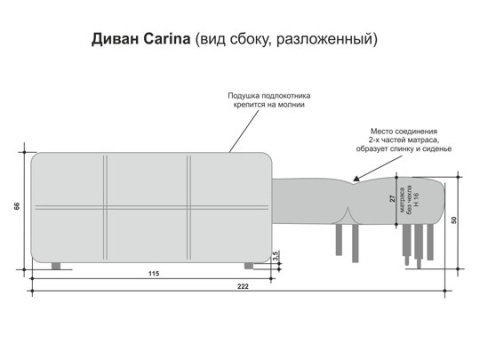 Диван Carina Прямой Горький Шоколад