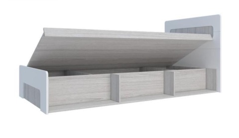 Кровать Палермо №1 с Подъемным Механизмом МДФ Ясень Шимо Светлый/ фасад Белый Глянец