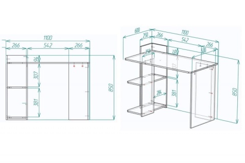 Стол для ноутбука "Мебелеф-1" (полки слева)