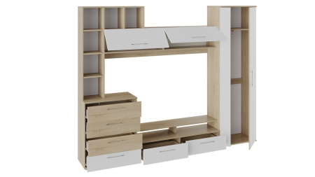 Стенка «Нэнси» Дуб Сонома/Белый Ясень (Ш-2464 x В-1947 x Г- 375 мм)