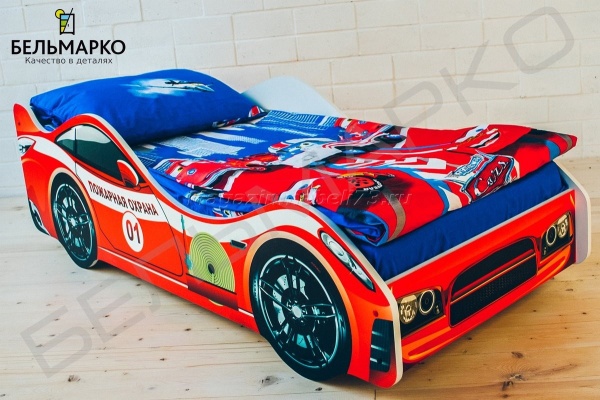 Детская кровать-тачка ПОЖАРНАЯ ОХРАНА