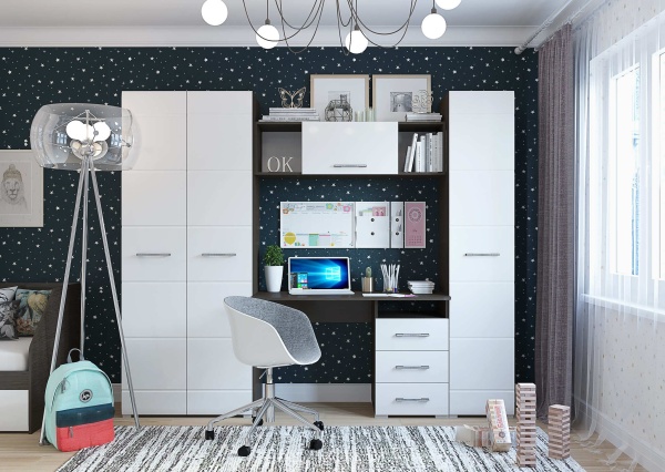 Детский Гарнитур "Ницца" №1 МДФ (Ш-2400 х В-2000 х Г-446 мм)/Разные Цвета