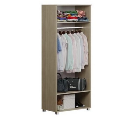 Шкаф Двухстворчатый Амели Дуб Сонома Светлый/Белый Глянец (Ш-900 х В-2109 х Г-515 мм)