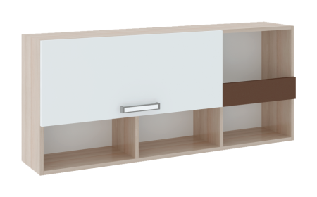 Полка Навесная "Волкер" М 10 (Ш-1226 х Г-234 х В-528 мм)/Ясень Шимо Светлый + Белый/Арабика