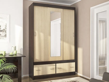 Шкаф-Купе Комфорт-С Венге/Дуб Молочный (Ш-1500 × В-2200 × Г-563 мм)