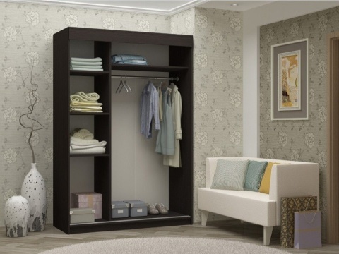 Шкаф-Купе Альба-4 (Ш-1500 х В-2216 х Г-576 мм) Венге/Ясень Шимо Светлый