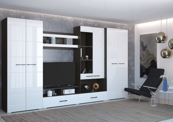 Гостиная Нэнси-4 МДФ (Ш-3600 × В-2000 × Г-570 мм)/Разные Цвета