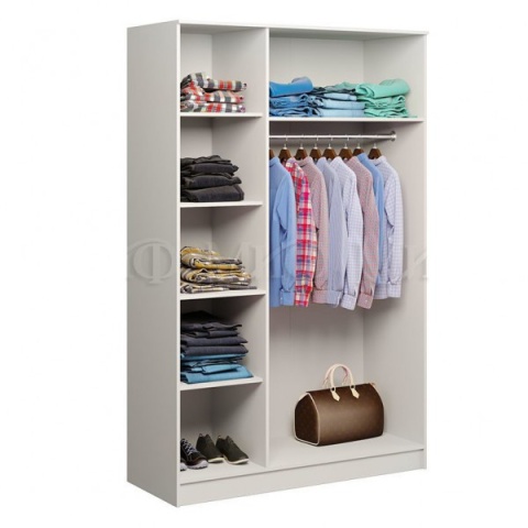 Шкаф 3-х Створчатый  Настя-1 МДФ Белый/Белый Глянец Ш-1350хВ-2116хГ-540 мм