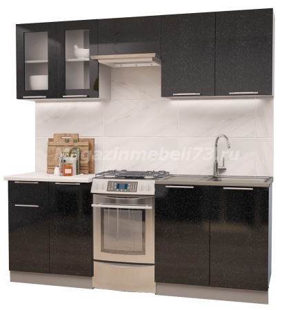 Кухонный Гарнитур Премиум Черный МДФ 1800мм