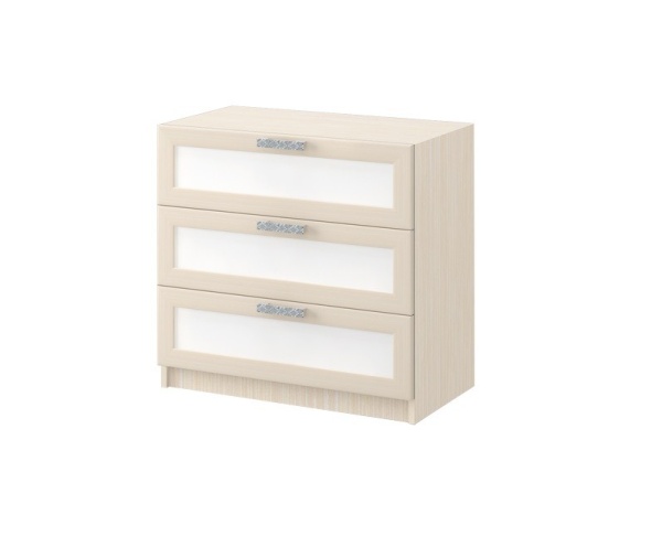 Комод ДЮ-03 Юнга-7 ЛДСП Белый ХДФ+Рамочный Профиль/Ясень Шимо Светлый (Д-750 x В-770 x Г-440 мм)