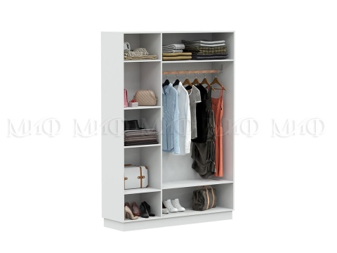 Шкаф 3-х Створчатый Манифик МДФ (Ш-1500 x В-2126 x Г-542 мм)Белый/Белый Глянец