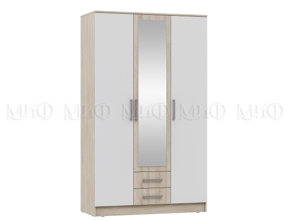 Шкаф 3-х Створчатый Марго МДФ (Ш-1200 x В-2016 x Г-520 мм)/Разные Цвета