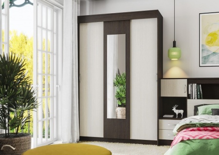 Спальный Гарнитур Баcя с Прикроватным Блоком ЛДСП (Венге/Ясень Шимо Светлый)