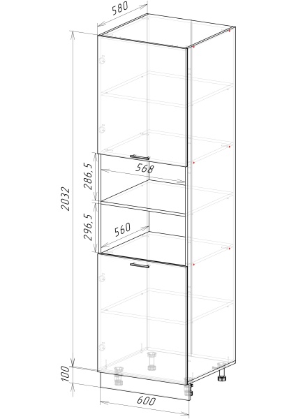 Пенал (Премьер) ПД1 600 H (Ш-600 x В-2336 x Г-580 мм)/Разные Цвета